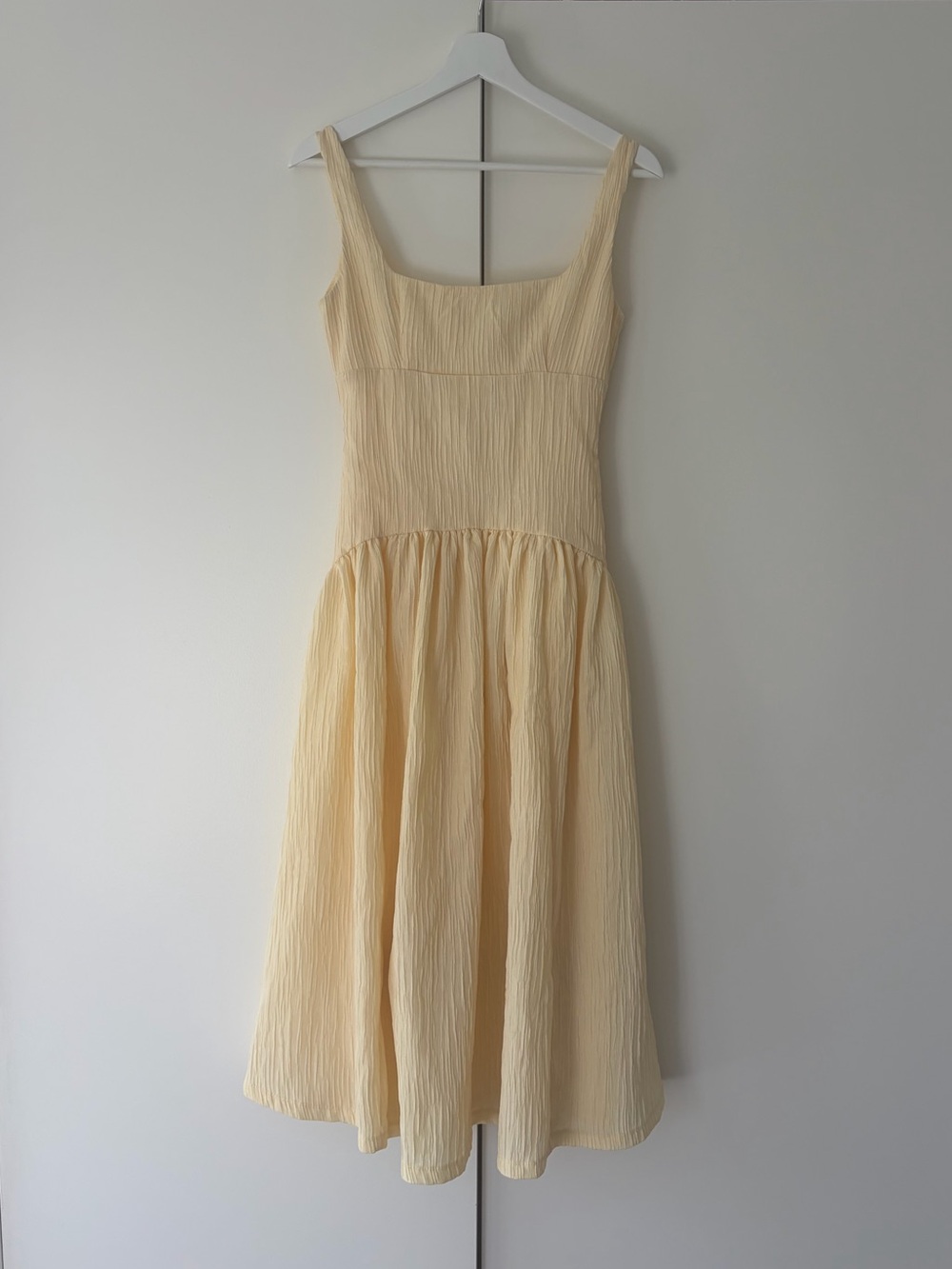 Zara Textured Flared Fitted Midi Dress